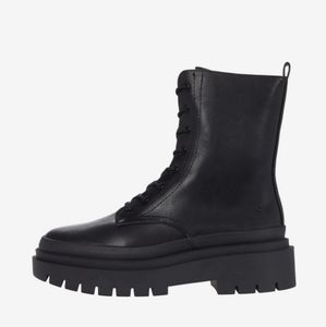 Cool Planet by Steve Madden Mosss Combat Boot Black Leather